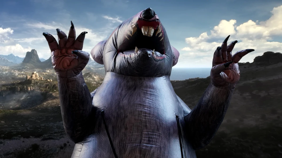 Giant Rat Leads Protests Against Xbox Layoffs Outside Bethesda HQ