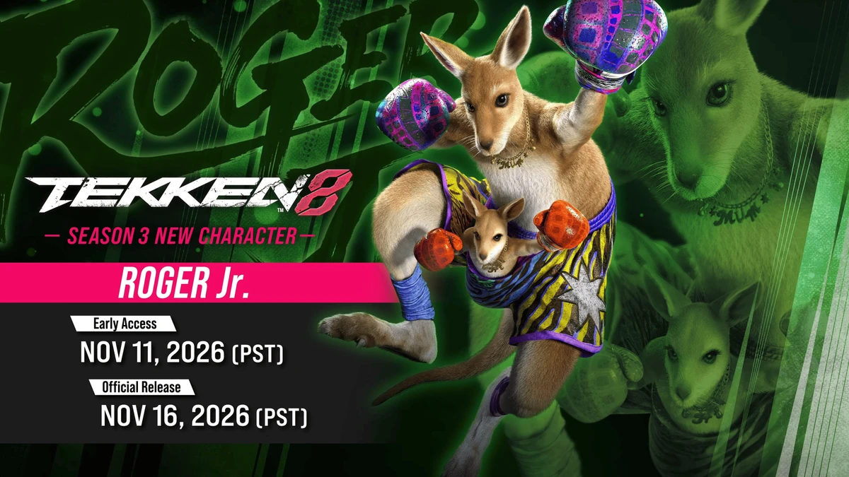 Tekken 8 DLC character Roger Jr. launches November 11 for Season 3 Character Pass owners, November 16 for all